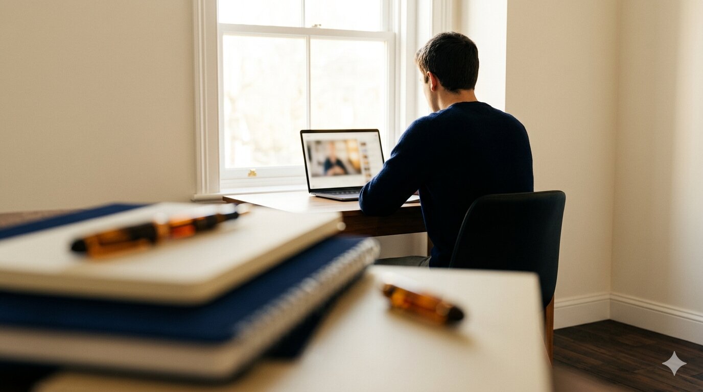 A student in a 1-on-1 online lesson
